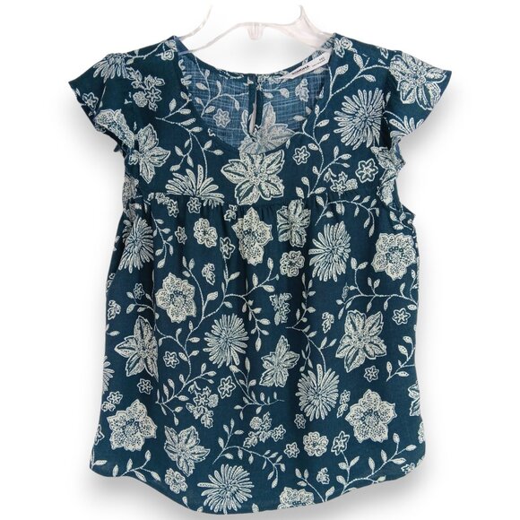 SONOMA- Women's Top-Green-White Floral-Tank-SIZE PXS-Light-Casual-Comfort - Picture 2 of 13